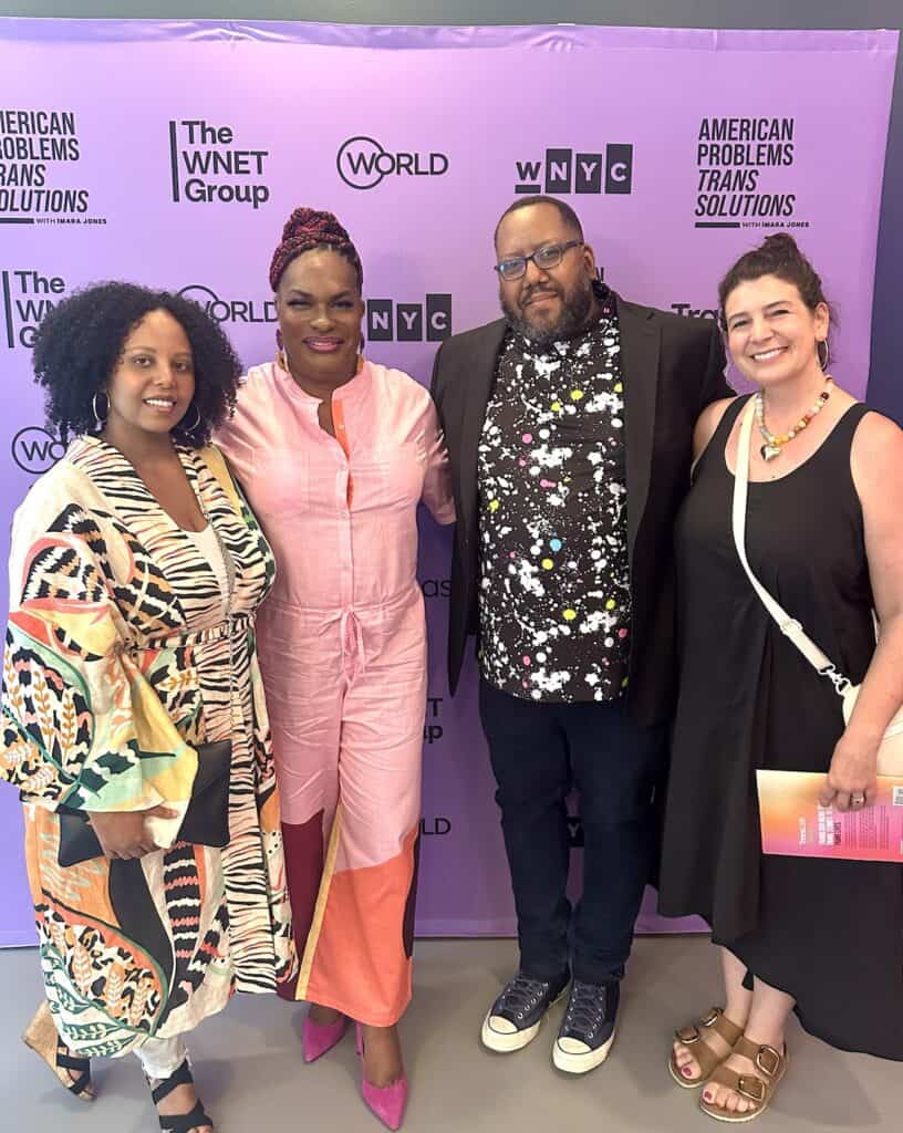 “American Problems, Trans Solutions” director Naz Habtezghi, Imara Jones, PBS World’s Chris Hastings, and The WNET Group’s Kathryn Carpenter at the "American Problems, Trans Solutions" screening at WNYC's The Greene Space.