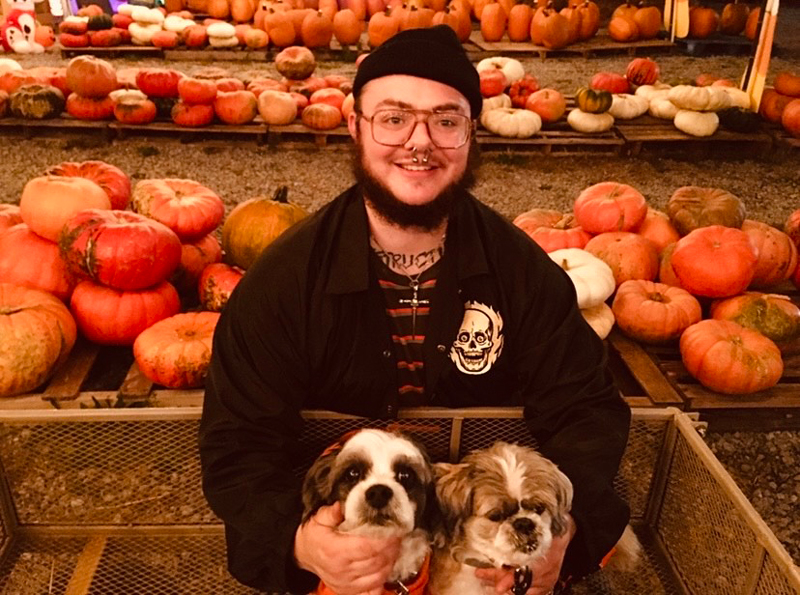 The author, Darius Gerson, with his two dogs, Jax Gryff (left) and Grandpaw Aka Chicken (right). October 2020.